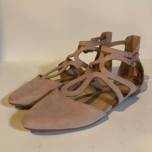 LC Lauren Conrad Macaroon Flats Gladiator Bohemian Blush Pink
